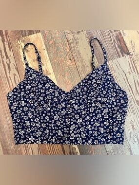 Princess Polly Navy Floral Crop Top